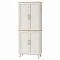 Tall MDF Storage Cabinet with Gold Handles, 4-Door, 180cm