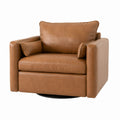 Swivel Lounge Chair Faux Leather with Metal Base Brown