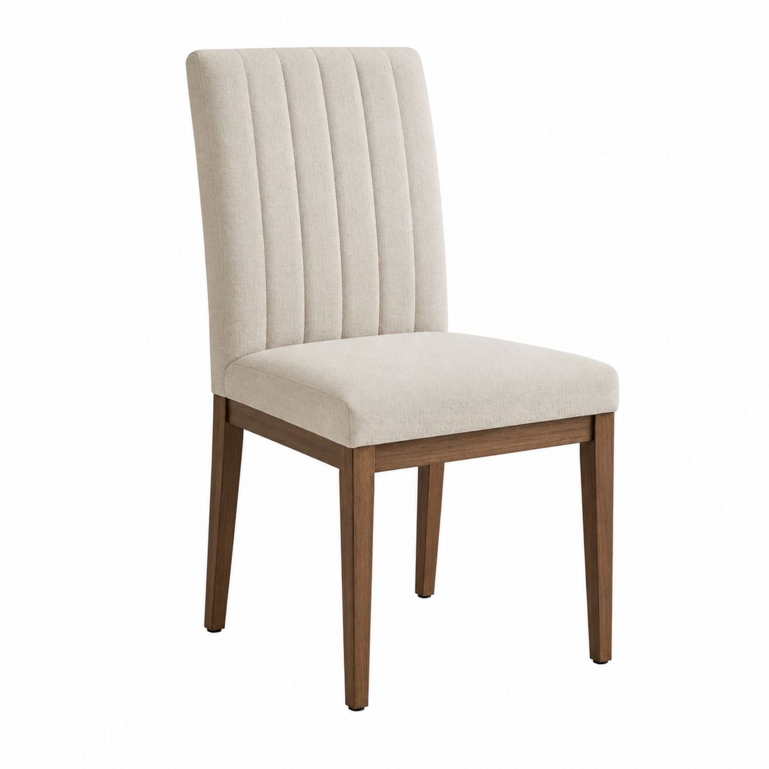 Beige Upholstered Dining Chair with Wood Frame and 46cm Seat Height